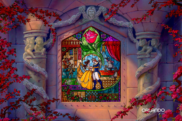 Stained glass window "Beauty and the Beast"