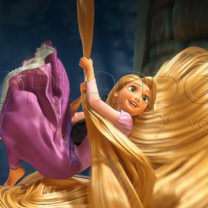 Rapunzel swinging on her golden hair