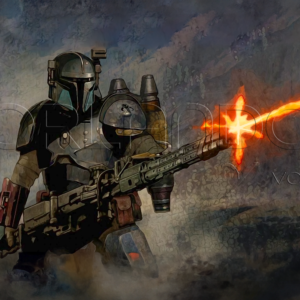 The Mandalorian painting colored with digital effects. Ideal for decorating your bedroom, play room, work space and other places.