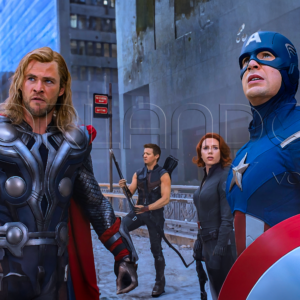 13 - Captain America, Thor, Black Widow, and Hawkeye strategize a counterattack. This epic digital artwork is the perfect addition to your office