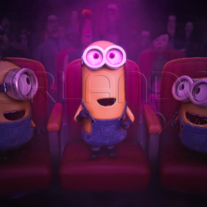 Kevin, Bob and Stuart can't sit still in the theater