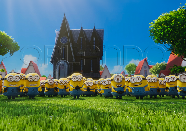 Army of Minions formed in front of Felonius Gru's house