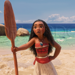 Moana de Motunui bravely presents herself to Maui