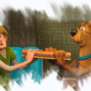 Shaggy and Scooby sharing a giant, delicious sandwich