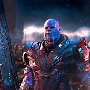 Thanos, the Mad Titan, makes his last stand. This digital artwork captures the intensity of the final battle.