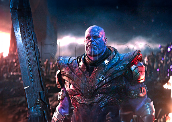 Thanos, the Mad Titan, makes his last stand. This digital artwork captures the intensity of the final battle.