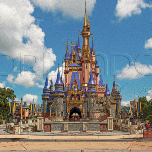 Panoramic view of Cinderella Castle at Magic Kingdom