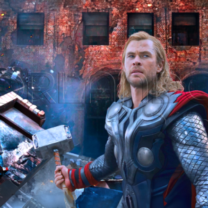 17 - Thor readies his mighty hammer for the epic final battle. This digital artwork captures the electrifying moment.