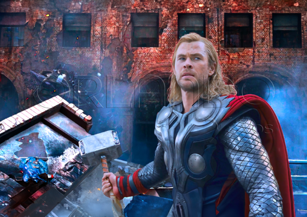 17 - Thor readies his mighty hammer for the epic final battle. This digital artwork captures the electrifying moment.