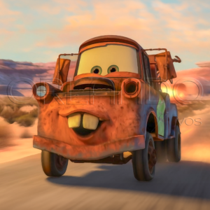 This hilarious digital artwork captures Tow Mater in all his glory, showing off his tricked-out supercharger.