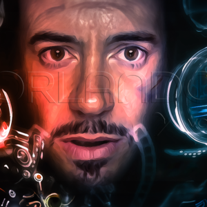 Tony Stark suited up as Iron Man. This detailed digital artwork injects a touch of superhero flair into your office.