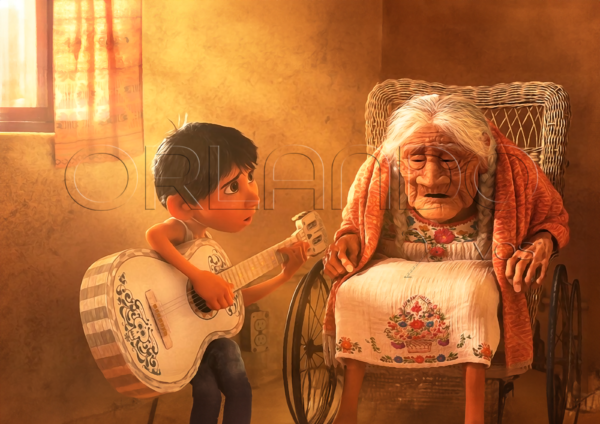 Miguel singing Recuerdame to Mama Coco. Painting is ideal for your childrens room, playroom, and others. Bringing magic to your home