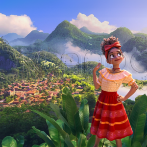 Dolores Madrigal and the beautiful view of the town next to her house. Bring the magic of Encanto to your home.