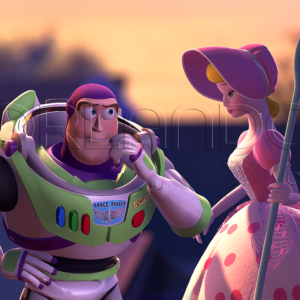 Buzz Lightyear talking to Bo Peep. Decorate your little ones' room with our vibrant collection. Bring the magic home.