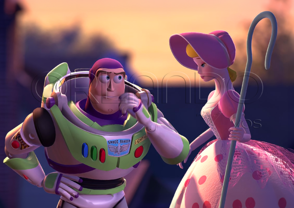 Buzz Lightyear talking to Bo Peep. Decorate your little ones' room with our vibrant collection. Bring the magic home.