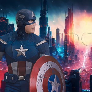 Witness Captain America's bravery in the epic final battle. This stunning digital artwork is a perfect addition to your office.