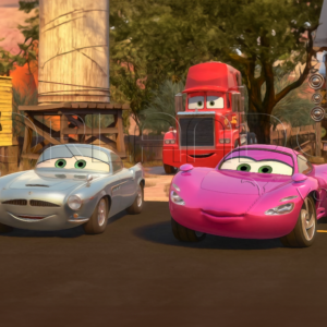 Finn McMissile, Holley Shiftwell and Mack visit Radiator Springs