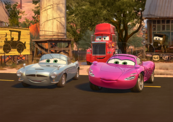 Finn McMissile, Holley Shiftwell and Mack visit Radiator Springs