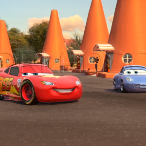 Sally Carrera invites Lightning McQueen to sleep at her hotel