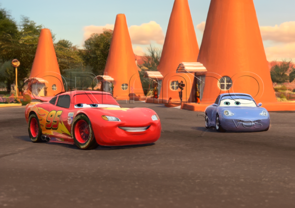 Sally Carrera invites Lightning McQueen to sleep at her hotel