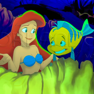 Ariel talking to Flounder in her beautiful habitat. Ideal to decorate magically for your little ones room.