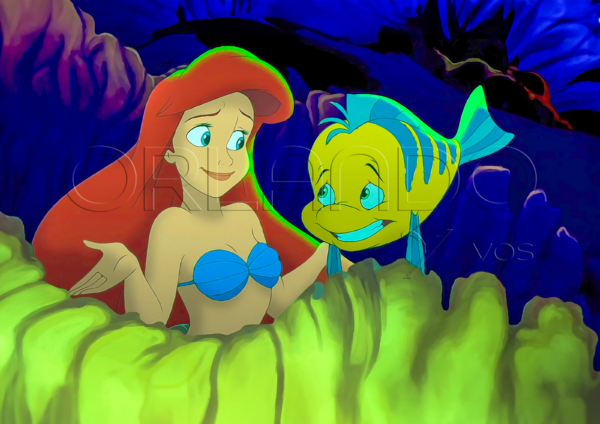 Ariel talking to Flounder in her beautiful habitat. Ideal to decorate magically for your little ones room.