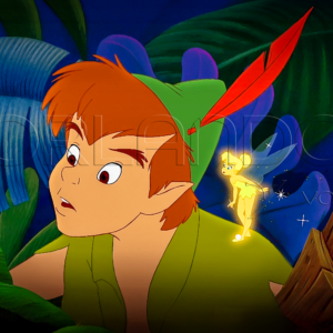 Join the adventure! Own this captivating digital artwork featuring Peter Pan and his loyal fairy friend Tinker Bell