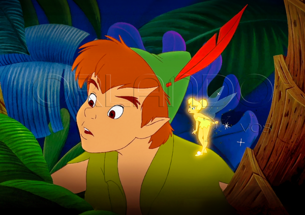 Join the adventure! Own this captivating digital artwork featuring Peter Pan and his loyal fairy friend Tinker Bell