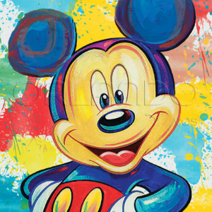 Mickey Mouse on a colorful watercolor background