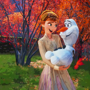 Anna carrying Olaf like a baby. Decorate your little ones' room with our vibrant collection. Bring the magic of Frozen home.