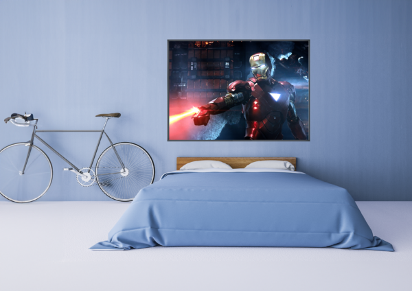 Iron Man unleashes his phenomenal powers. This epic digital artwork is the perfect addition to your office.