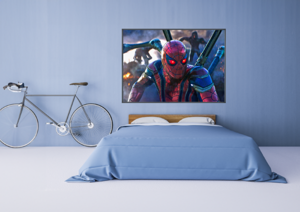 Spider-Man is in action during the epic final battle of Endgame. This epic digital artwork is the perfect addition to your office.