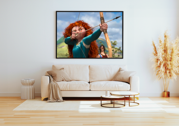 Princess Merida shooting an arrow demonstrating her expertise