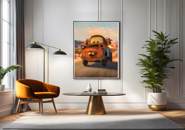 This hilarious digital artwork captures Tow Mater in all his glory, showing off his tricked-out supercharger.