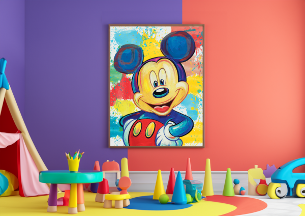 Mickey Mouse on a colorful watercolor background