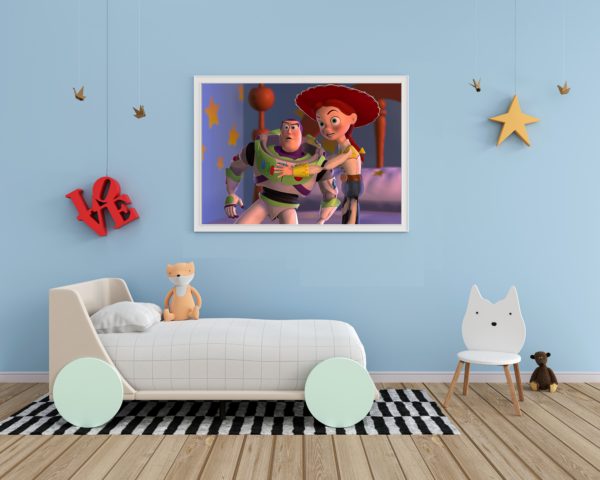 Buzz Lightyear and Jessie in Andy's room. Decorate your little ones' room with our vibrant collection.